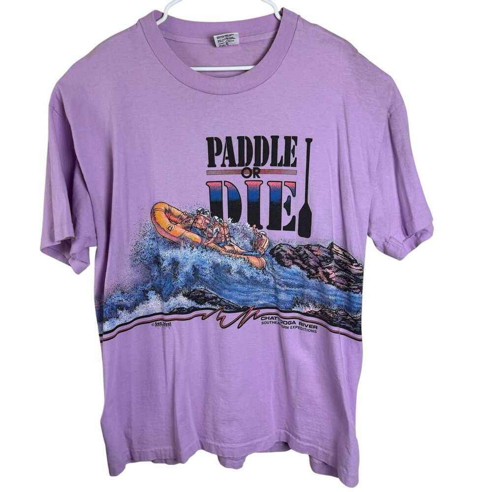 Vintage 1990 Chattooga River San Segal Purple Single Stitch Shirt Adult XL USA